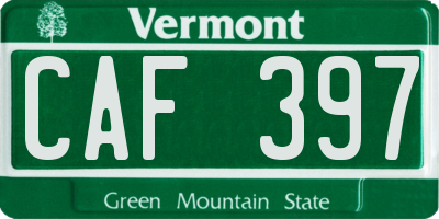 VT license plate CAF397