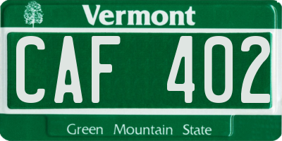 VT license plate CAF402