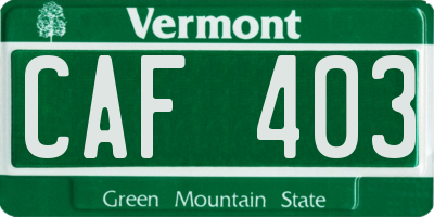 VT license plate CAF403