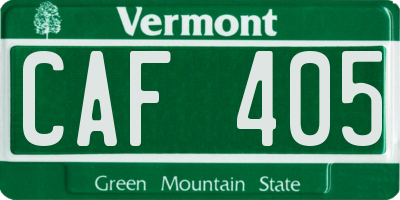 VT license plate CAF405