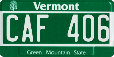 VT license plate CAF406