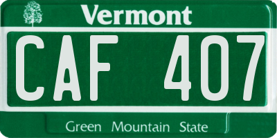 VT license plate CAF407