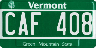 VT license plate CAF408