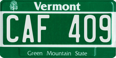 VT license plate CAF409