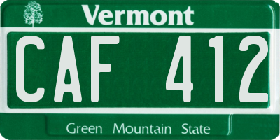 VT license plate CAF412