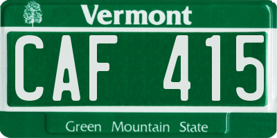 VT license plate CAF415