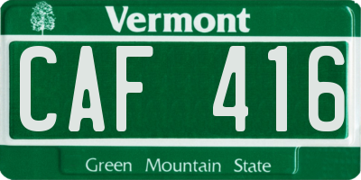 VT license plate CAF416