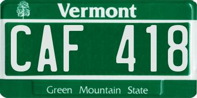 VT license plate CAF418