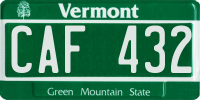 VT license plate CAF432