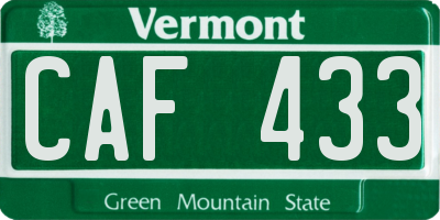 VT license plate CAF433