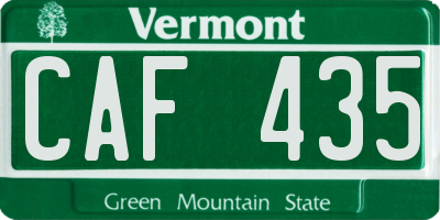 VT license plate CAF435