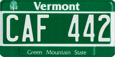 VT license plate CAF442