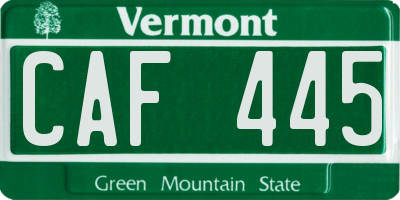 VT license plate CAF445