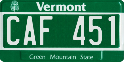 VT license plate CAF451