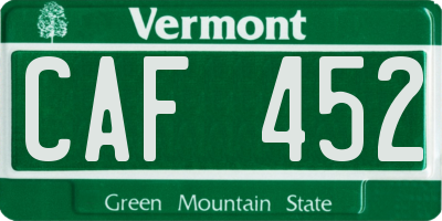 VT license plate CAF452