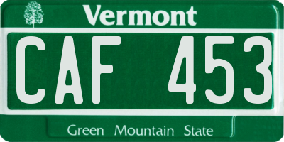 VT license plate CAF453