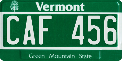 VT license plate CAF456