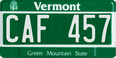 VT license plate CAF457