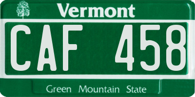 VT license plate CAF458