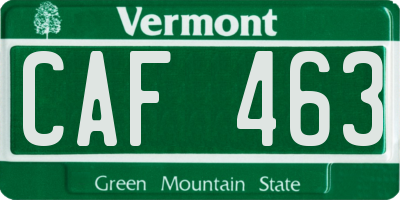 VT license plate CAF463