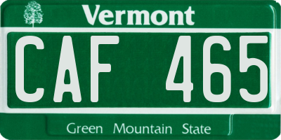 VT license plate CAF465