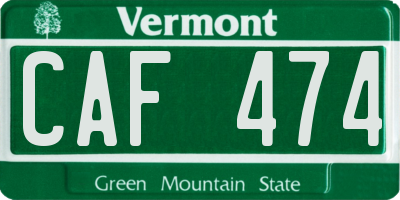 VT license plate CAF474