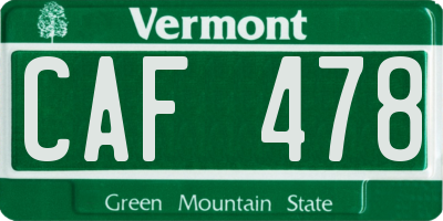 VT license plate CAF478