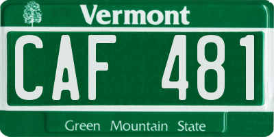 VT license plate CAF481