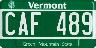 VT license plate CAF489