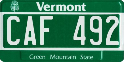 VT license plate CAF492