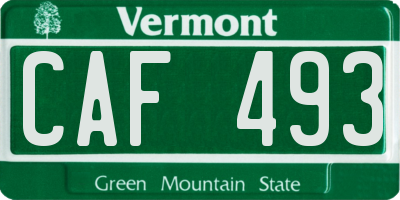 VT license plate CAF493