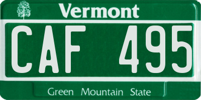 VT license plate CAF495