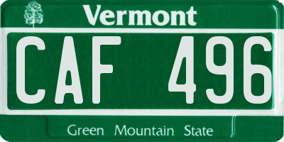 VT license plate CAF496