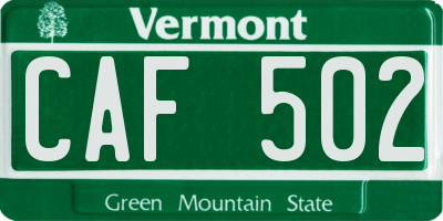 VT license plate CAF502