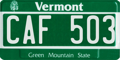 VT license plate CAF503