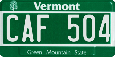 VT license plate CAF504