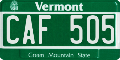 VT license plate CAF505