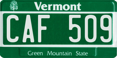 VT license plate CAF509