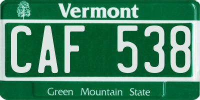 VT license plate CAF538
