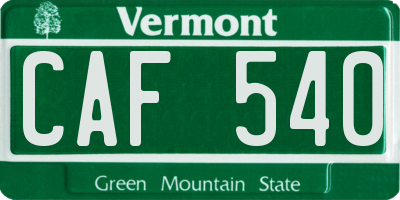 VT license plate CAF540