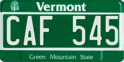VT license plate CAF545