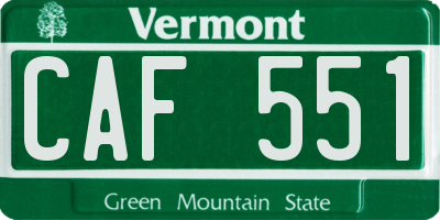 VT license plate CAF551