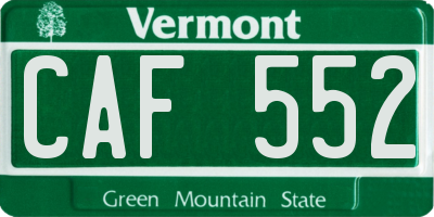 VT license plate CAF552