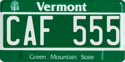 VT license plate CAF555