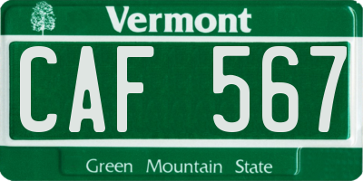 VT license plate CAF567
