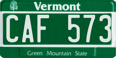 VT license plate CAF573