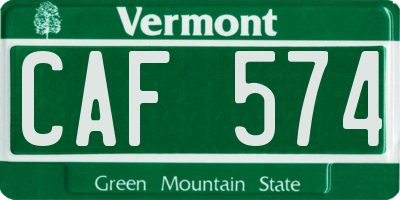 VT license plate CAF574