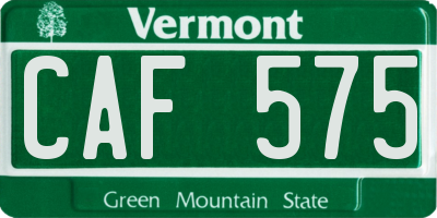 VT license plate CAF575