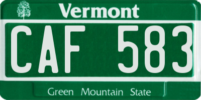 VT license plate CAF583
