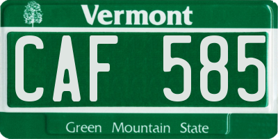 VT license plate CAF585